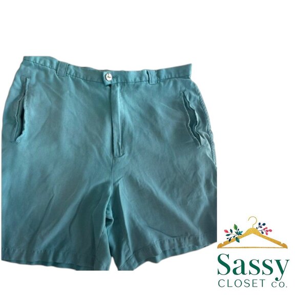 TOMMY BAHAMA Women's High Waist Teal Silk Shorts - Picture 1 of 6